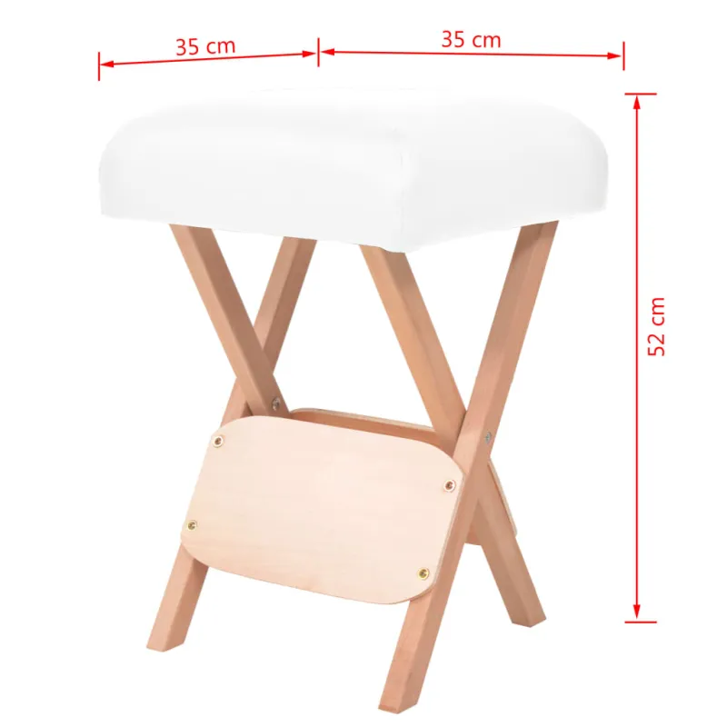 Sulankstoma taburetė masažui, balta, su 12cm storio sėdyne
