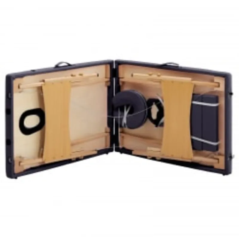 Sulankstomas masažo stalas, violetinės spalvos, mediena, 2 zonų