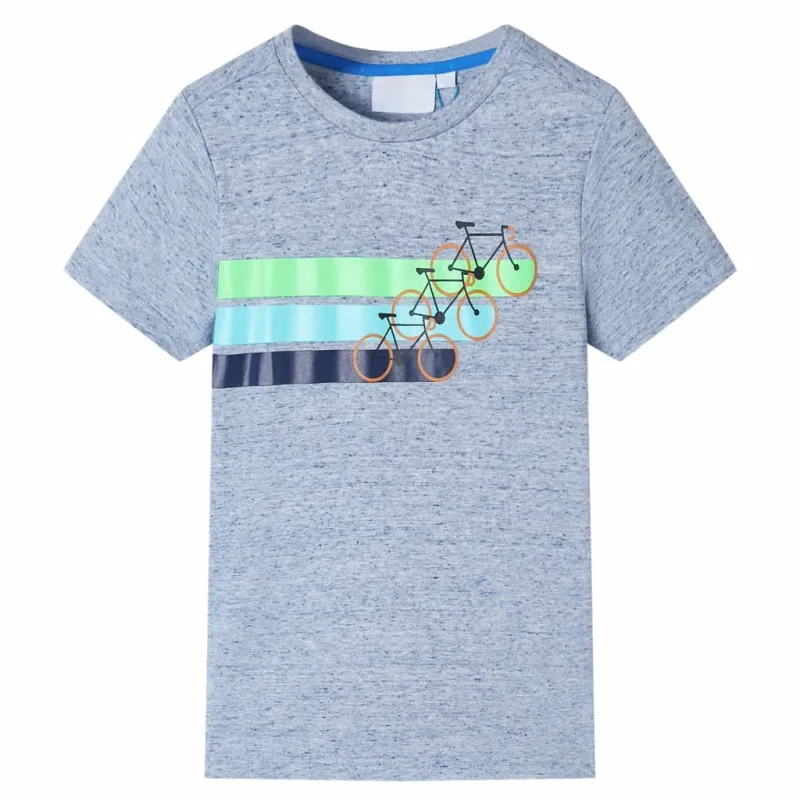 Vaikiški marškinėliai trumpomis rankovėmis, mėlynos mišinys, 140