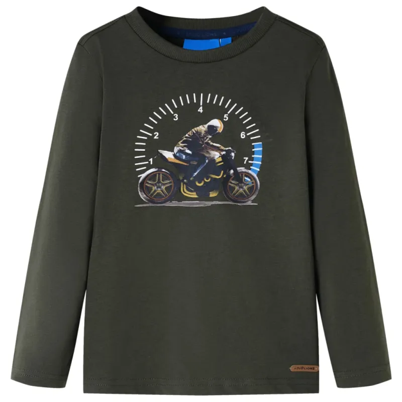 Vaikiški marškinėliai ilgomis rankovėmis, chaki spalvos, 116 dydžio
