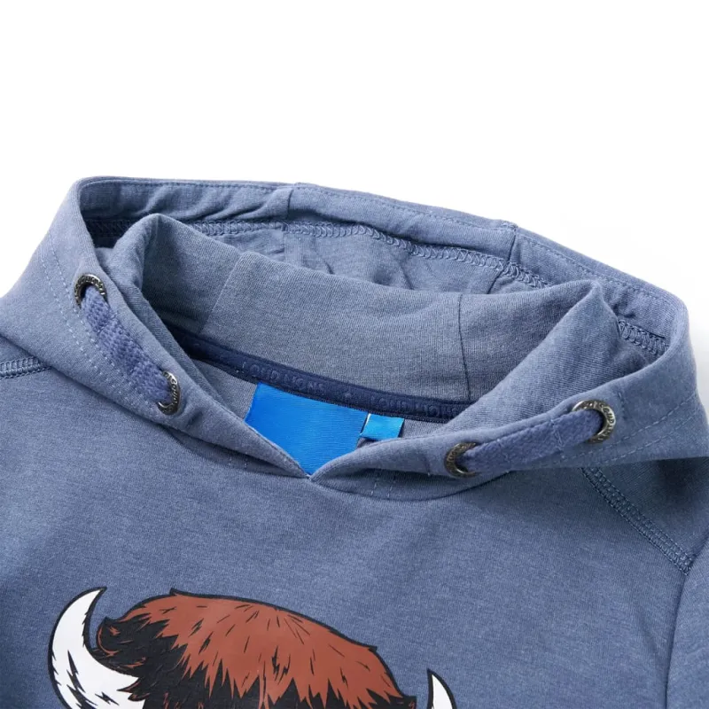 Vaikiškas sportinis megztinis su gobtuvu, mėlynos mišinys, 140 dydžio