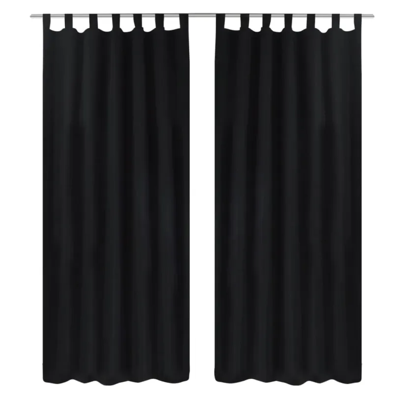 Juodos Užuolaidos su Kilpomis 140 x 225 cm, 2 vnt., Mikro Satinas