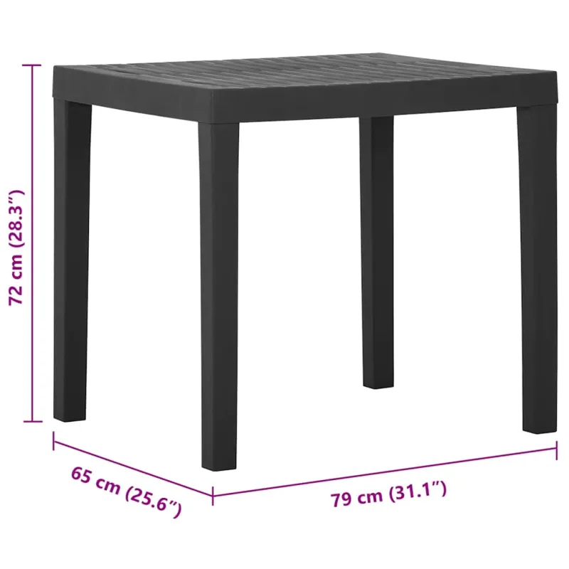 Sodo pöytä, harmaa, 79x65x72 cm, muovi