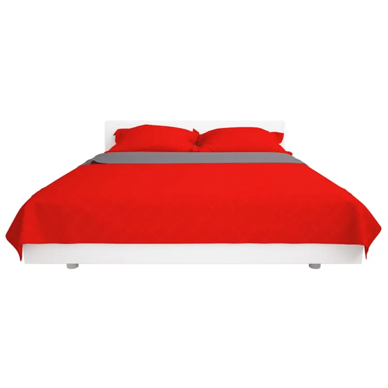 131556 Double-sided Quilted Bedspread Red and Grey 220x240 cm