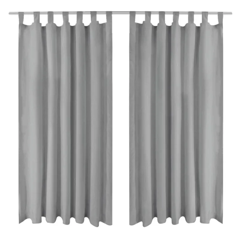 Mikro satino užuolaidos su kilpomis, 2 vnt., 140x225 cm, pilkos