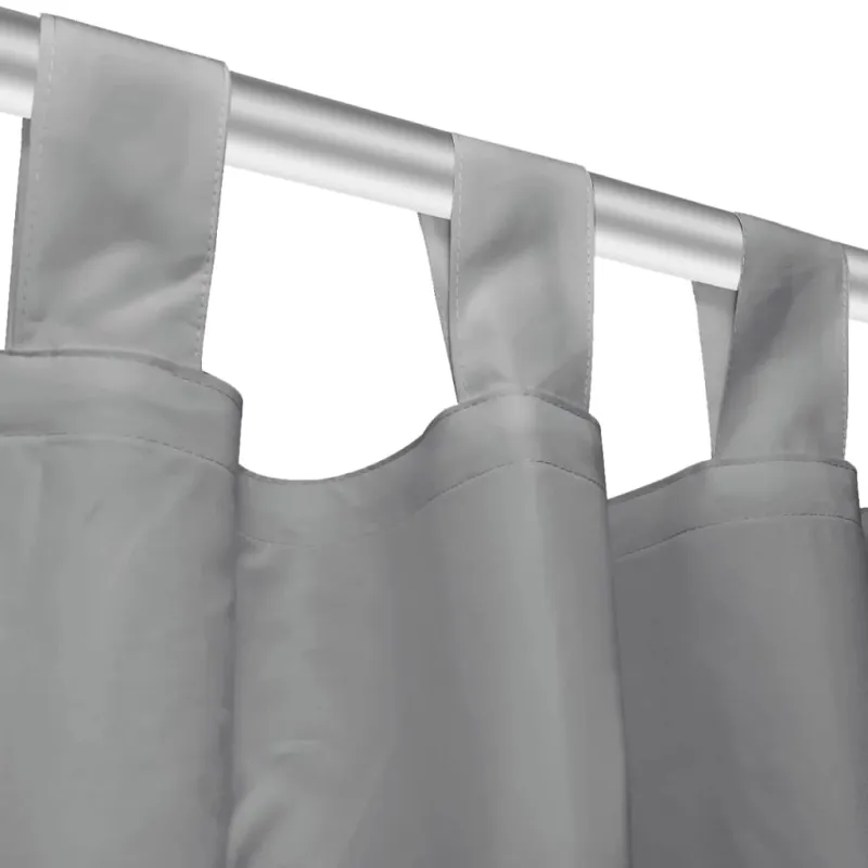 Mikro satino užuolaidos su kilpomis, 2 vnt., 140x225 cm, pilkos