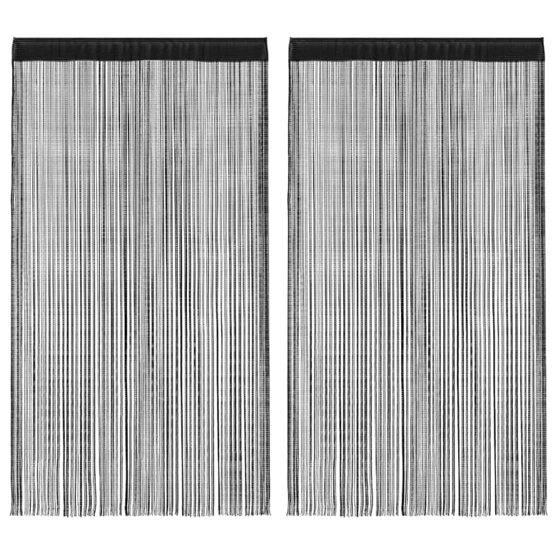 Virvelinės užuolaidos, 2vnt., 100x250cm, juodos spalvos