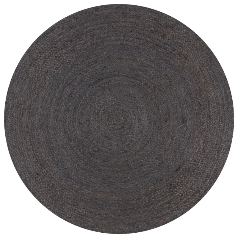 Kilimas, tamsiai pilkas, 150cm, džiutas, apvalus, rankų darbo