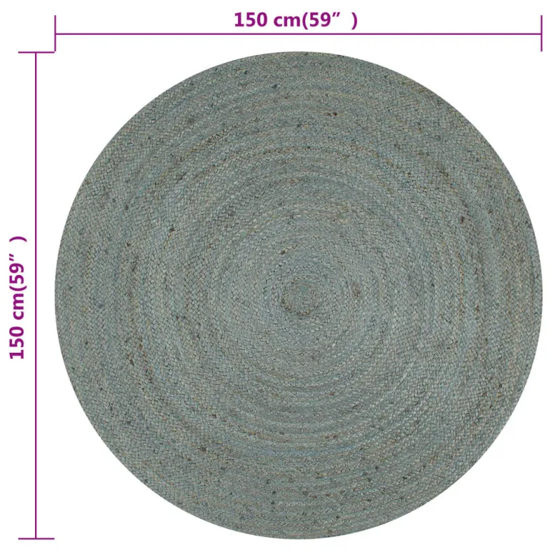 Kilimas, alyv. žal. sp., 150cm, džiutas, apval., rankų darbo