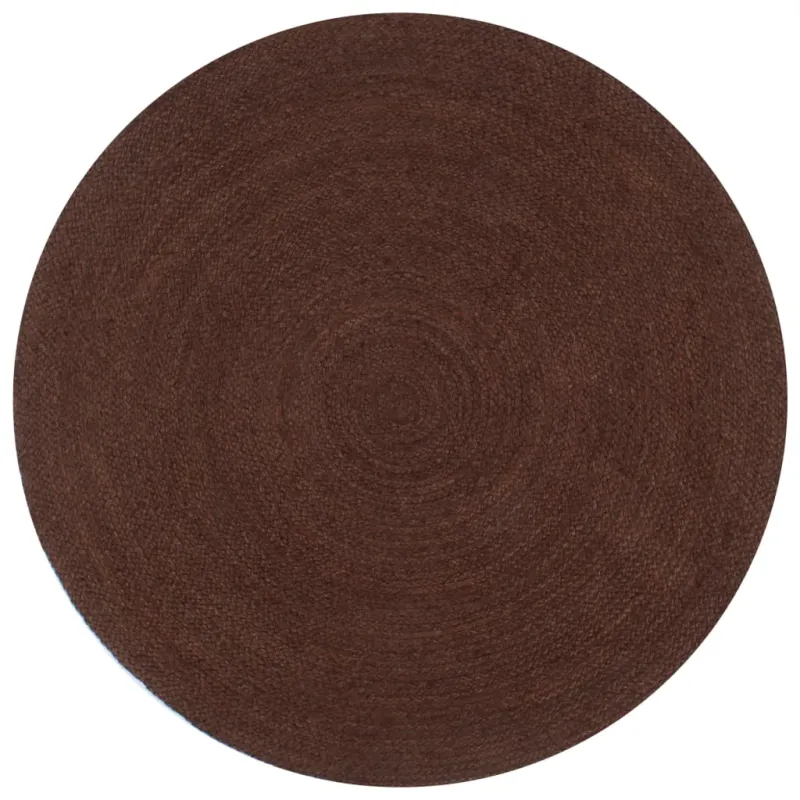 Kilimas, rudas, 90cm, džiutas, apvalus, rankų darbo
