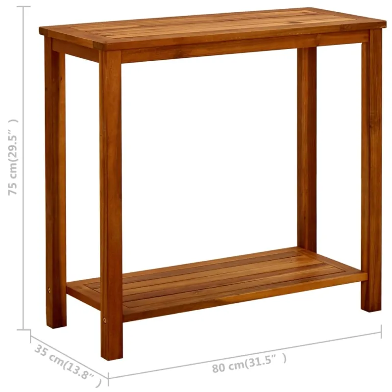 Konsolinis sodo staliukas, 80x35x75cm, akatsiasta massiivipuuta
