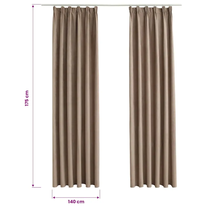 Naktinės užuolaidos su kabliukais, 2vnt., taupe, 140x175cm