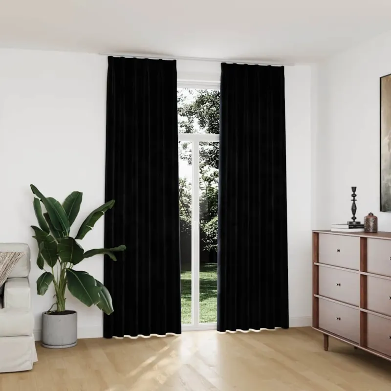 Naktinės užuolaidos, 2 vnt., juodos spalvos, 140x245cm, aksomas