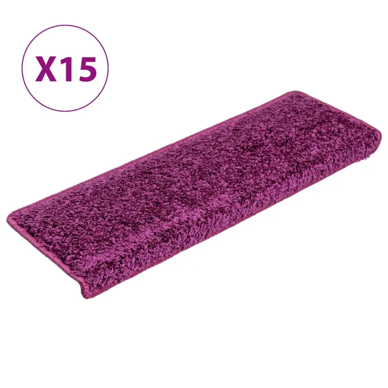 Laiptų kilimėliai, 15 vnt., 65x21x4 cm, violetiniai, stačiakampiai kraštai