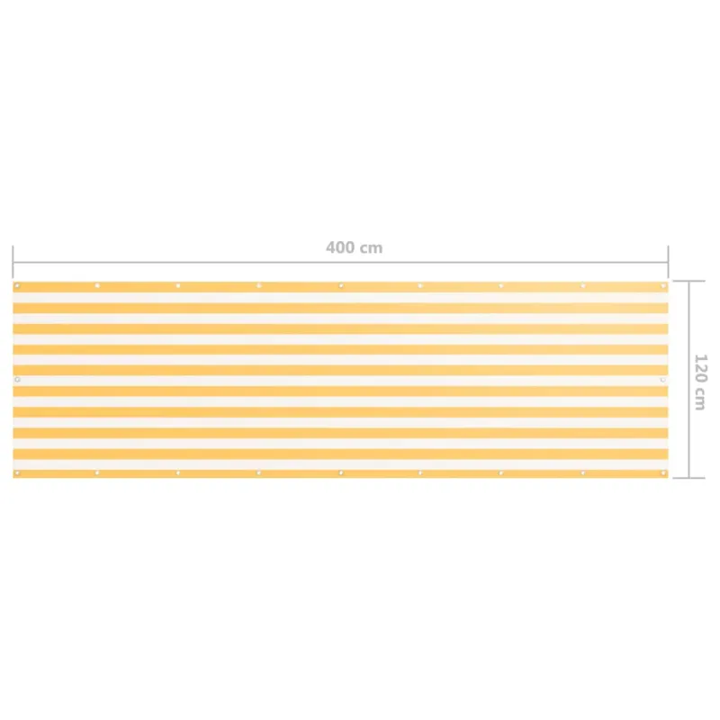 Balkono pertvara, balta ir geltona, 120x400cm, oksfordo audinys