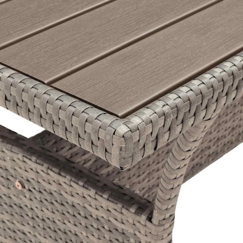 Sodo pöytä, harmaa, 120x70x66cm, polyrattana