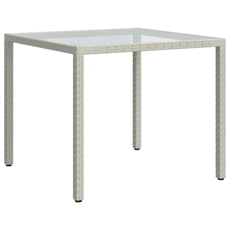 Soodapöytä, valkoinen, 90x90x75cm, karkaistu lasi / polyrattana