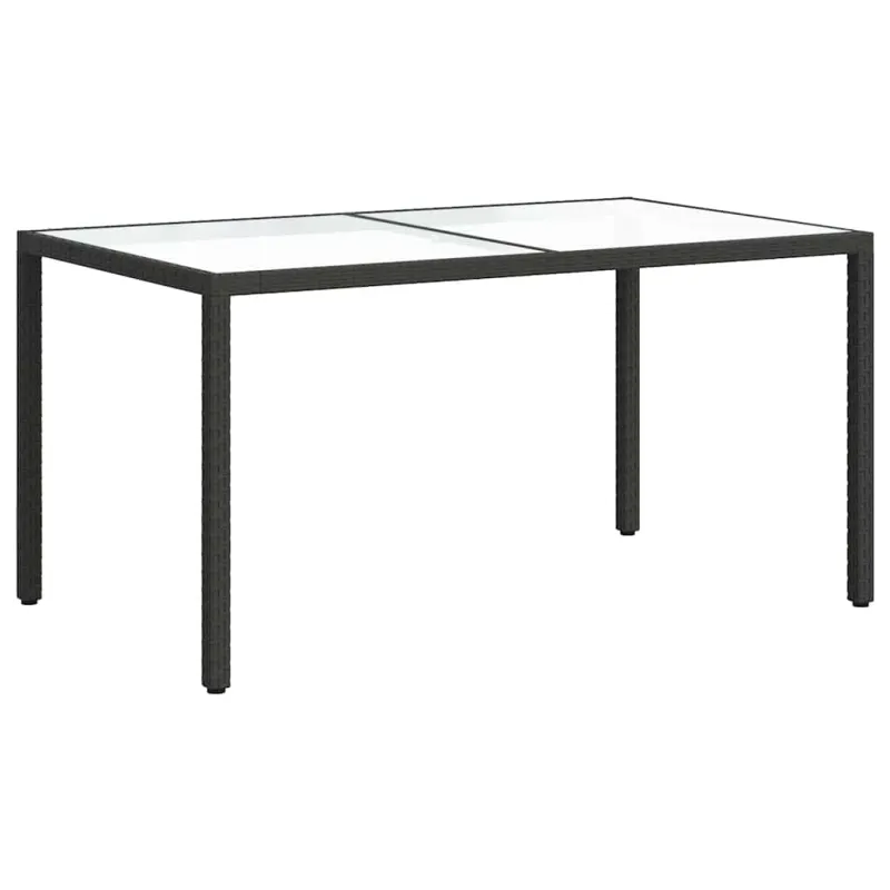 Soodapöytä, musta, 150x90x75cm, karkaistu lasi / polyratina