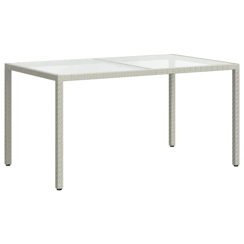 Soodapöytä, valkoinen, 150x90x75cm, karkaistu lasi / polyrattana