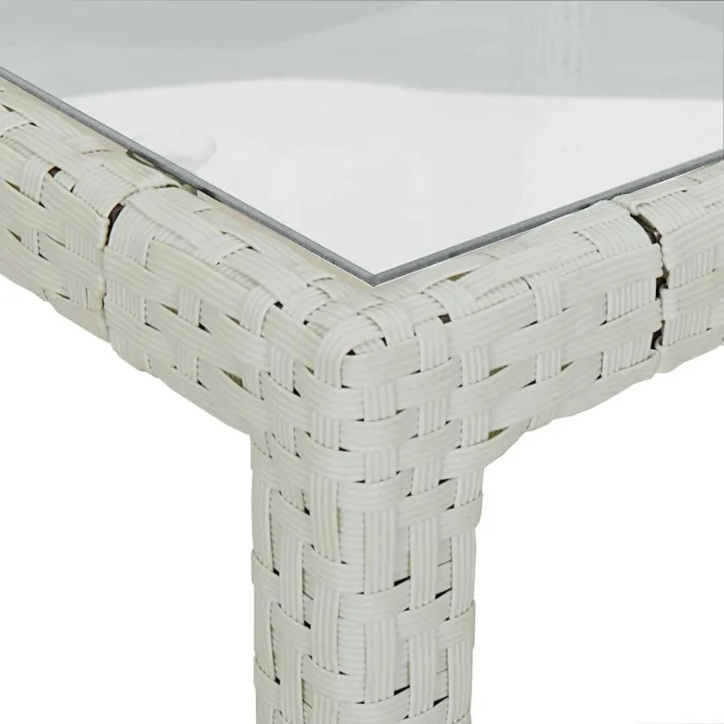 Soodapöytä, valkoinen, 150x90x75cm, karkaistu lasi / polyrattana
