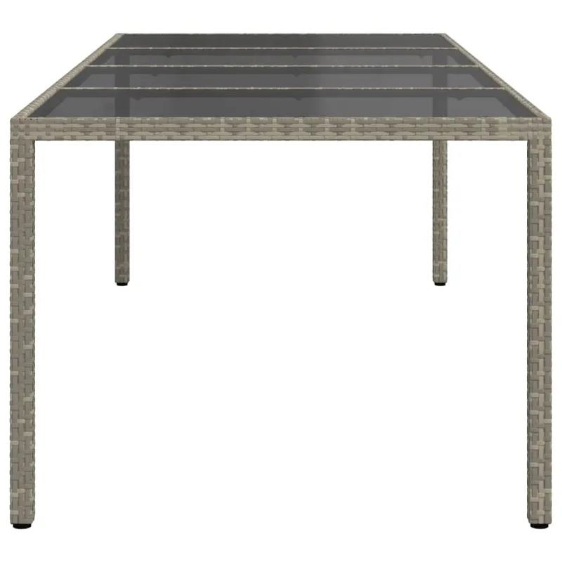 Sodo pöytätaso, harmaa, 250x100x75 cm, lasi ja polyrataani