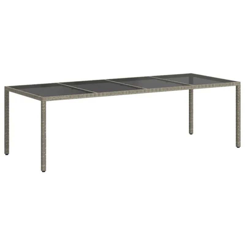 Sodo pöytätaso, harmaa, 250x100x75 cm, lasi ja polyrataani