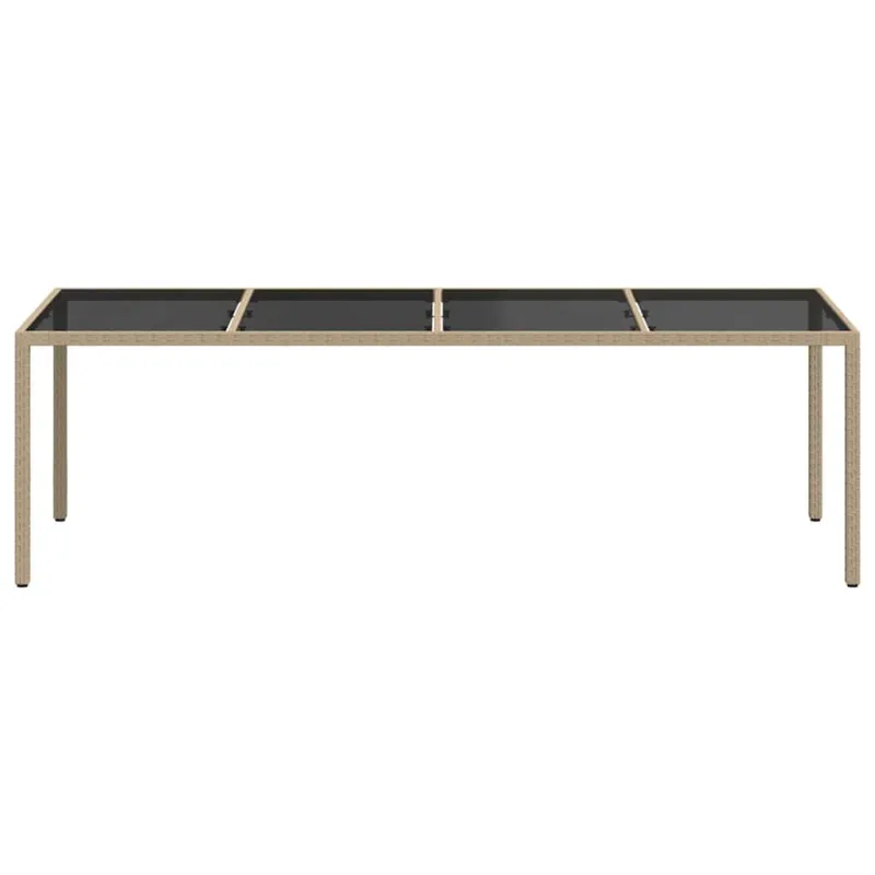 Sodo pöytä, hiekansävyinen, 250x100x75cm, lasi/polyrattana