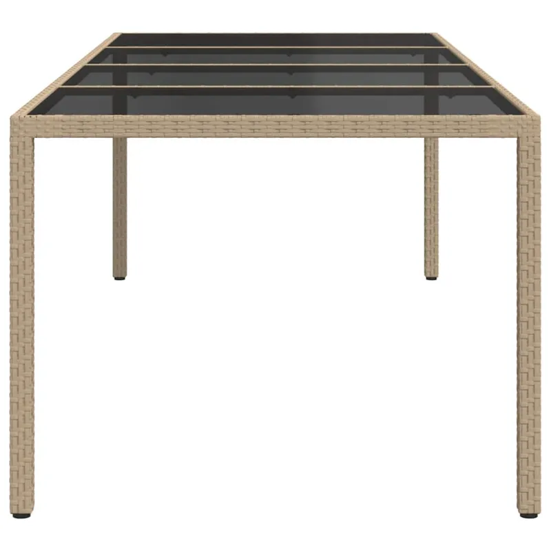 Sodo pöytä, hiekansävyinen, 250x100x75cm, lasi/polyrattana