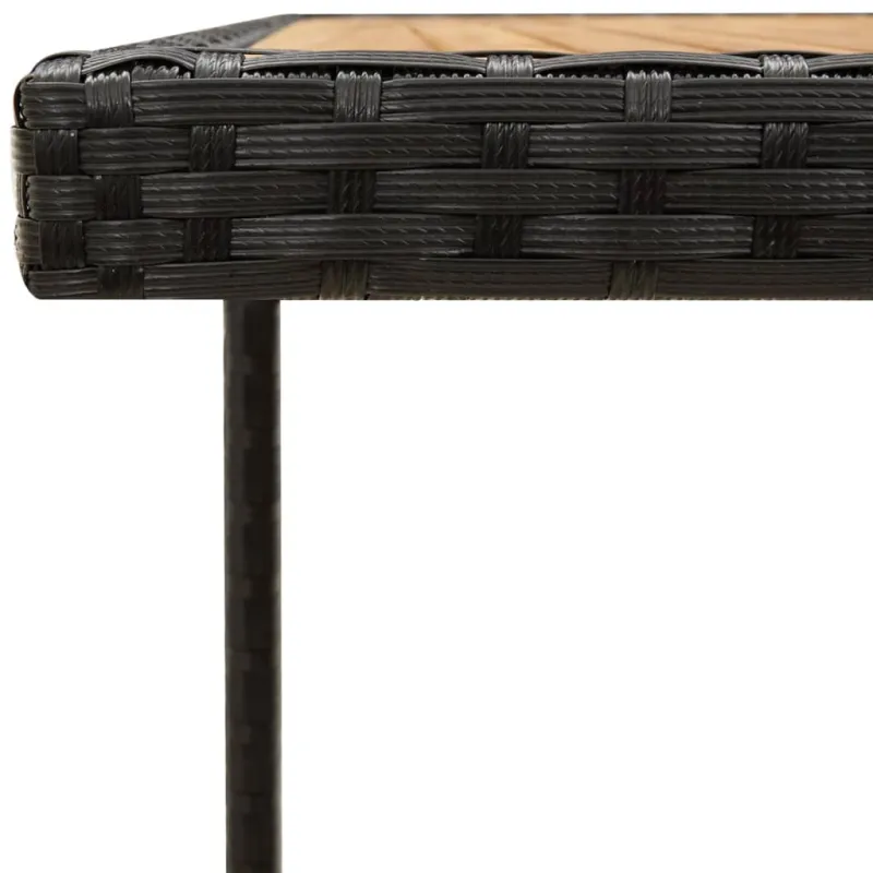 Sodo pöytätaso, musta, 109x107x74cm, polyrattana ja akasia