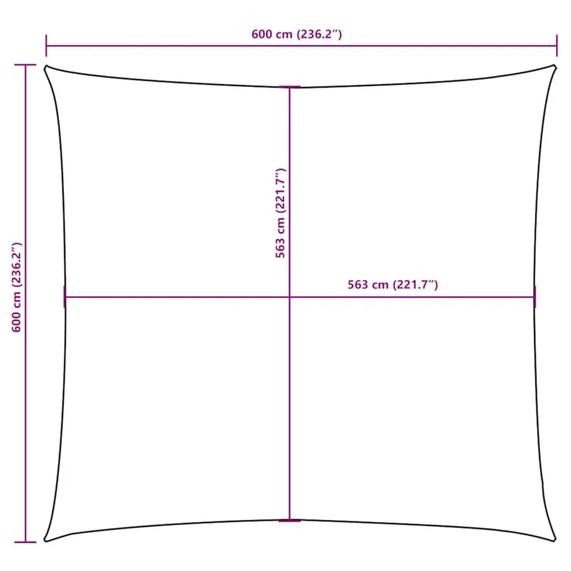 Uždanga nuo saulės, balta, 6x6m, oksfordo audinys, kvadratinė