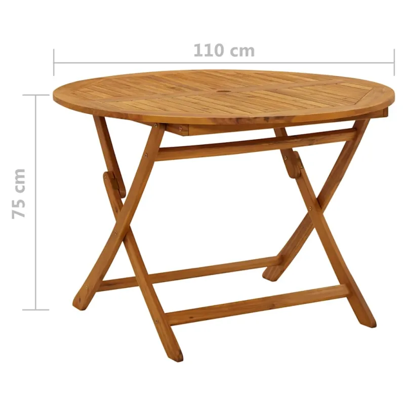 Sulankstettava puutarhapöytä, 110 cm, akatsiapuuta