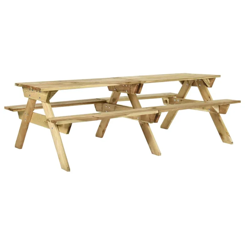 Retkikeittiön pöytä ja penkit, 220x122x72cm, kyllästetty mänty