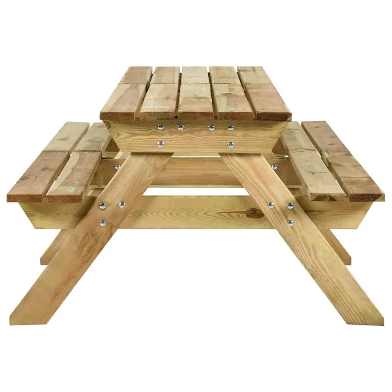 Retkikeittiön pöytä ja penkit, 220x122x72cm, kyllästetty mänty