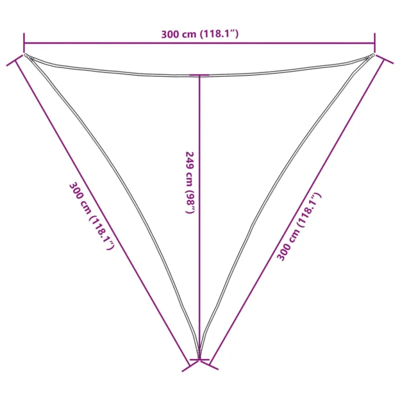 Uždanga nuo saulės, ruda, 3x3x3m, oksfordo audinys, trikampė
