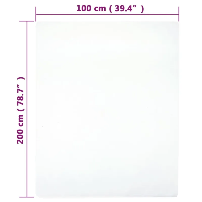 Paklodės su guma, 2vnt., baltos, 100x200cm, medvilnė