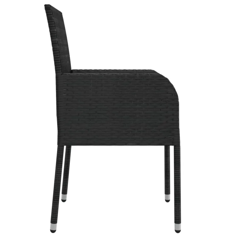 Soodekompletti pehmusteilla, 5-osia, musta, polyratasta