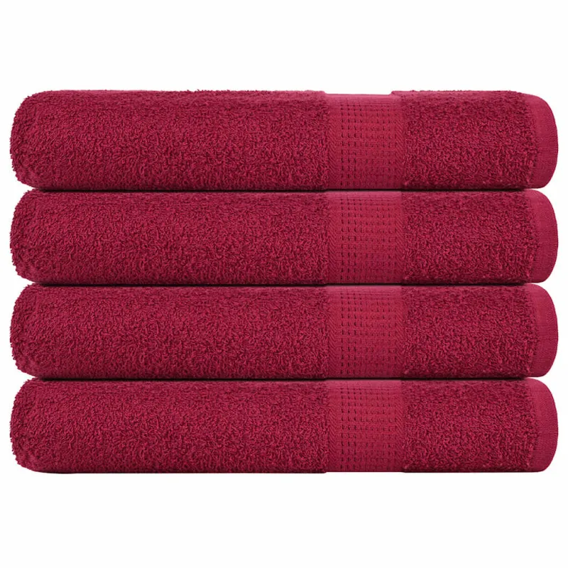 Pirties rankšluosčiai, FROGN, 4 vnt., bordo spalvos, 80x200 cm, 360 g/m²