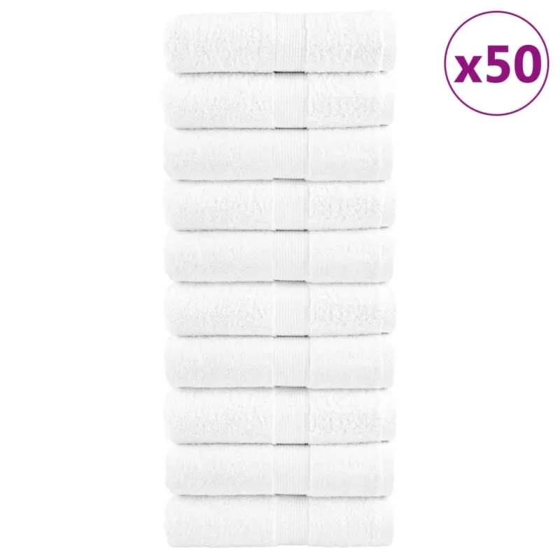 Aukščiausios kokybės rankšluosčiai, SOLUND, 50 vnt., balti, 30x30 cm, 600 g/m²