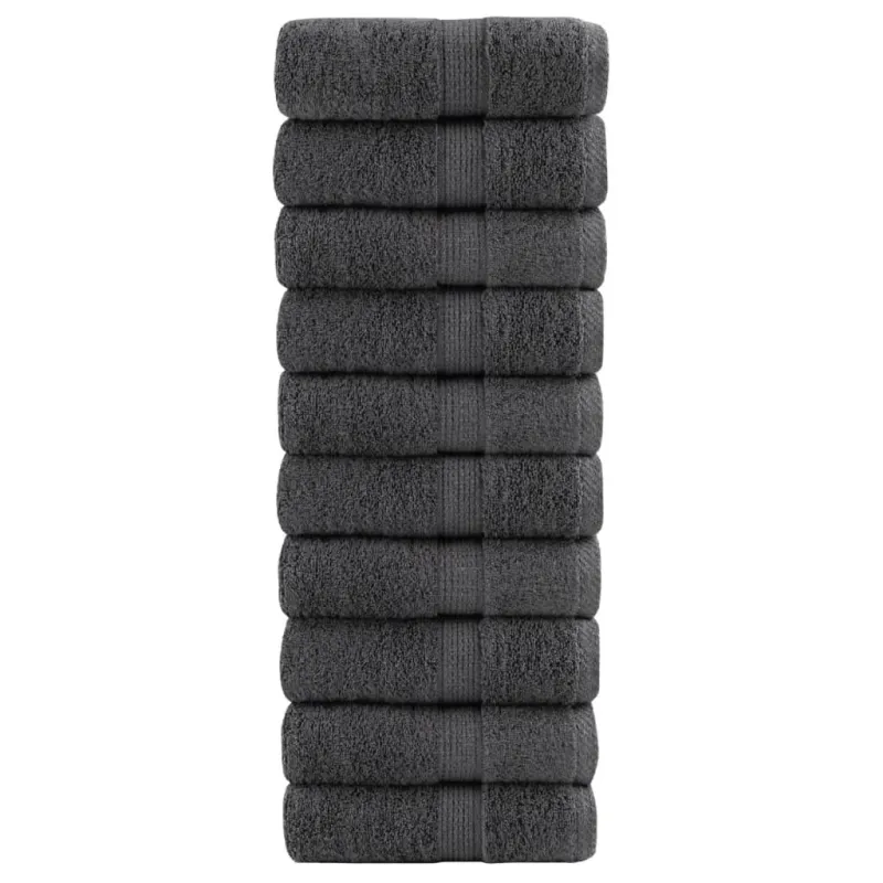 Aukščiausios kokybės rankšluosčiai, SOLUND, 10 vnt., antracito spalvos, 30x30 cm, 600 g/m²