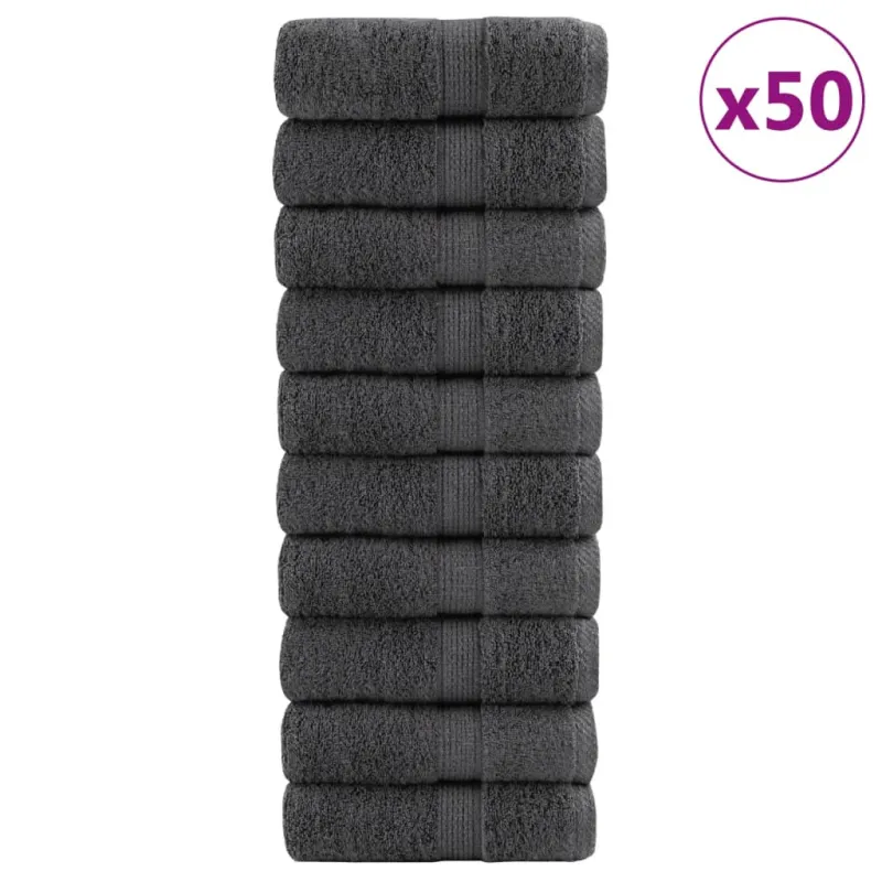 Aukščiausios kokybės rankšluosčiai, SOLUND, 50 vnt., antracito spalvos, 30x30 cm, 600 g/m²
