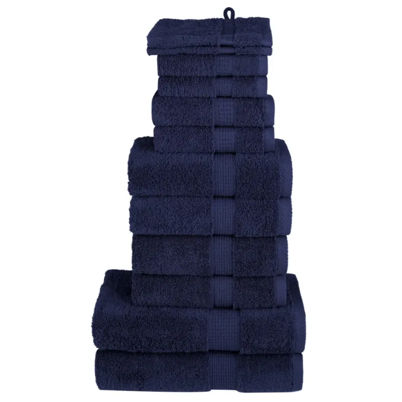 Rankšluosčių rinkinys SOLUND, 12vnt., tamsiai mėlyni, 600g/m²