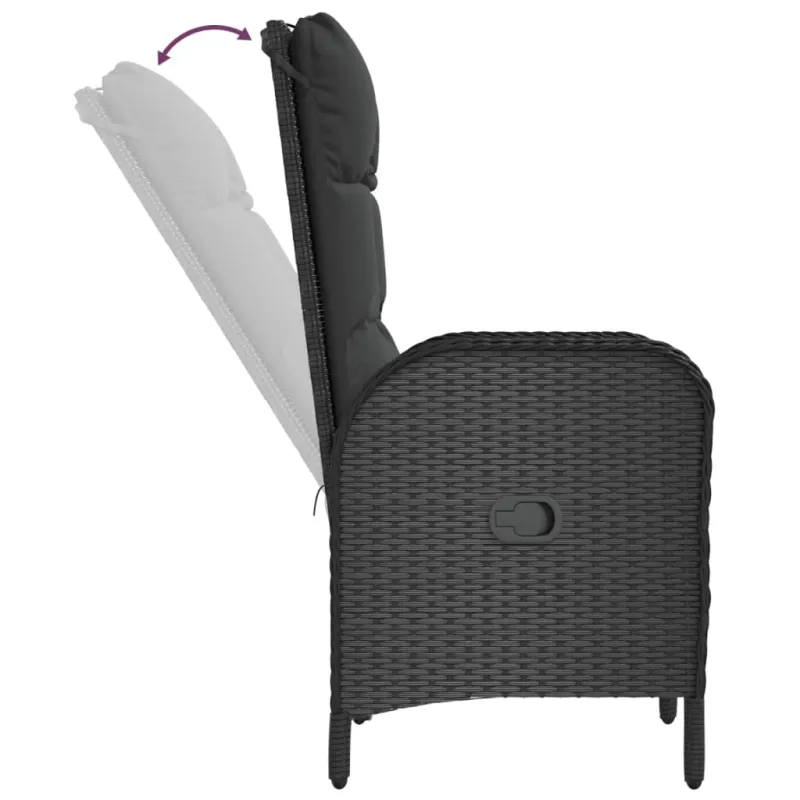 Soodokokoonpano, 9 osaa, musta/harmaa, polyrattana