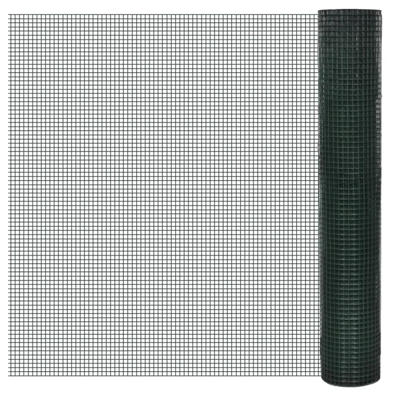 Vielinis tinklas, žalias, 10x1m, cinkuotas ir dengtas PVC
