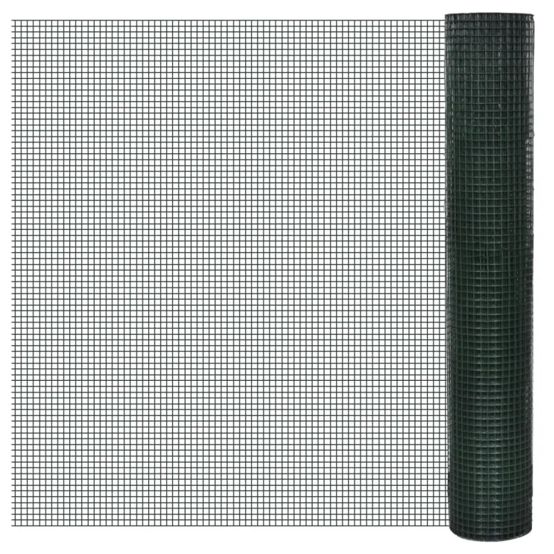Vielinis tinklas, žalias, 10x1m, cinkuotas ir dengtas PVC