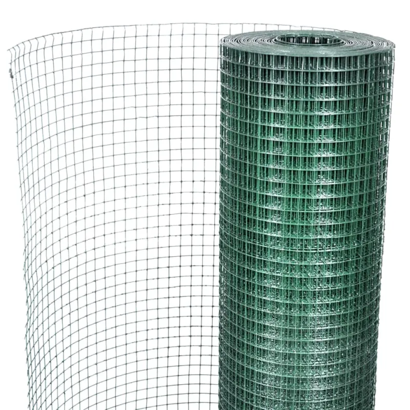 Vielinis tinklas, žalias, 10x1m, cinkuotas ir dengtas PVC