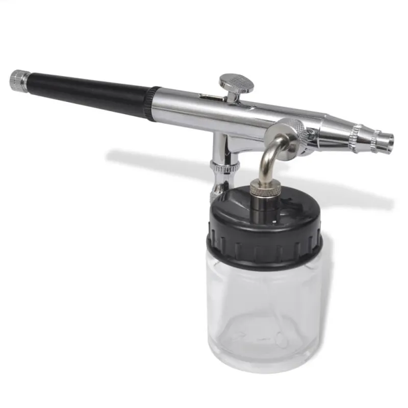 Aerografo rinkinys su stikliniu indeliu, 0,2/0,3/0,5mm antgaliai