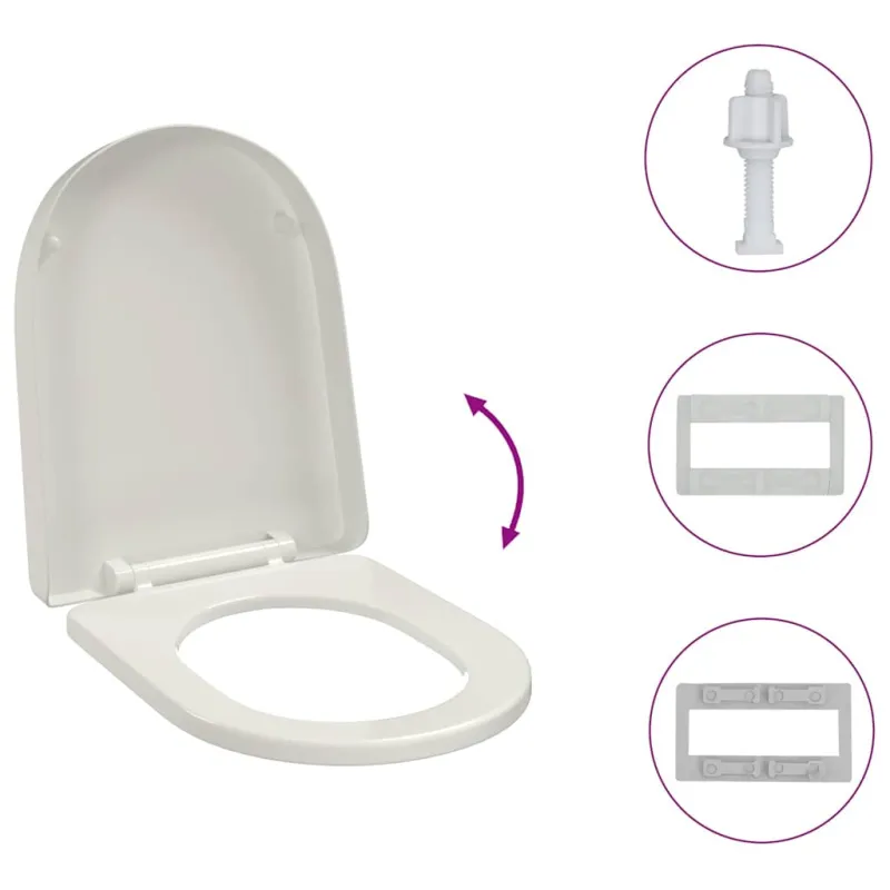 Klozeto sėdynė su Soft Close mechanizmu, balta, ovalo formos