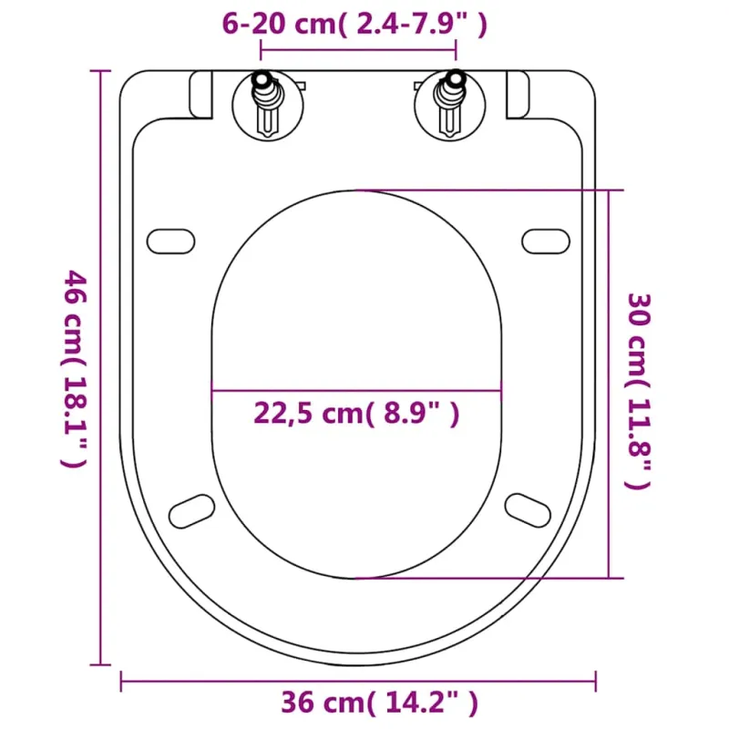 Klozeto sėdynė su Soft Close mechanizmu, kvadrato formos, balta