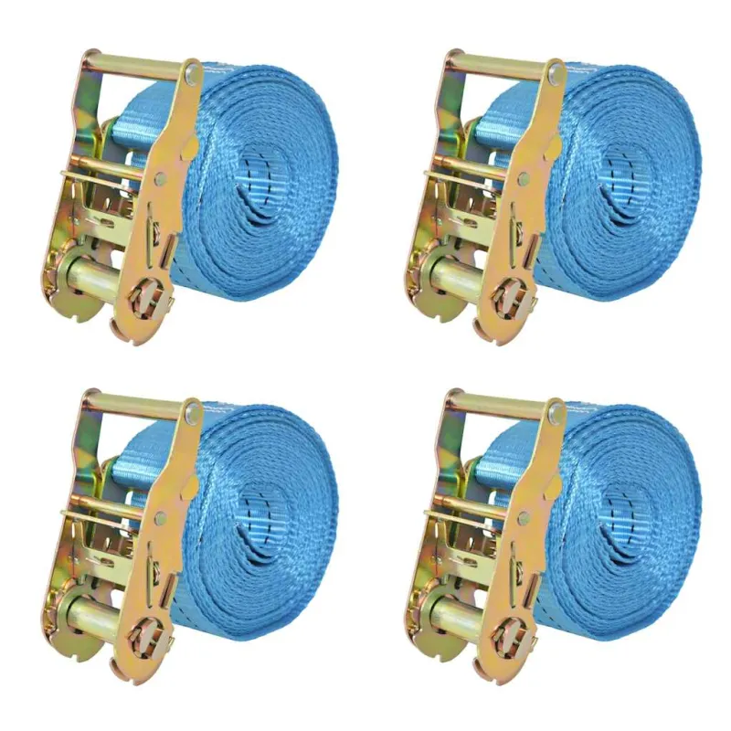 Reketo tvirtinamieji dirželiai, 4vnt., 2t., 6mx38mm, mėlyni