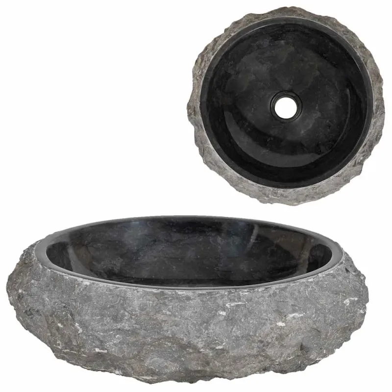 Kriauklė, juoda, 45x12cm, marmuras